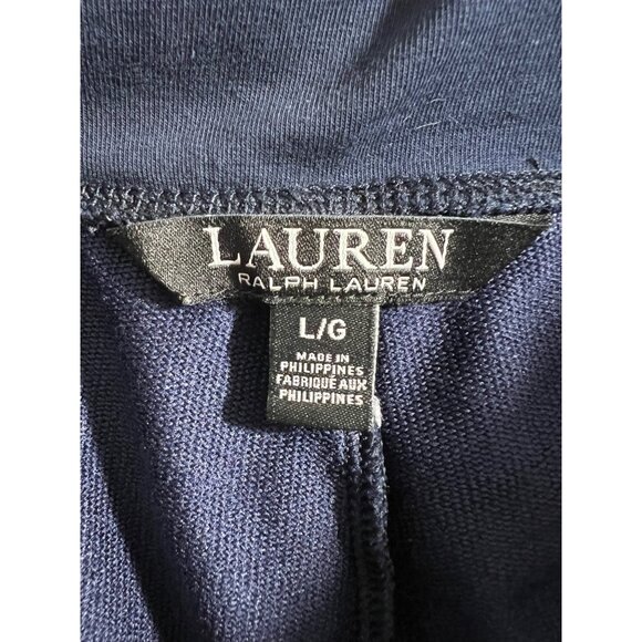 Lauren Ralph Lauren Navy & White Jogger Pants L/XL Drawstring Waist Cotton Blend - Picture 5 of 10